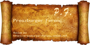 Preszburger Ferenc névjegykártya